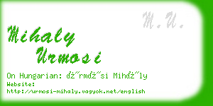 mihaly urmosi business card